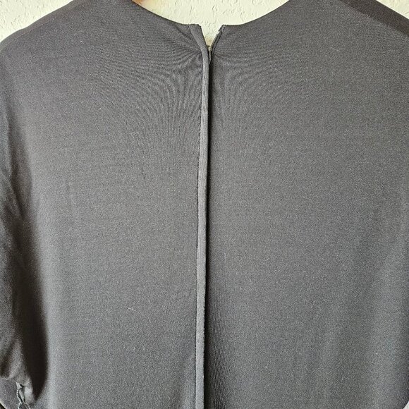 Vintage 70s 80s Black Polyester Disco Jumpsuit M Open Leg High Slit V-neck - Picture 7 of 8